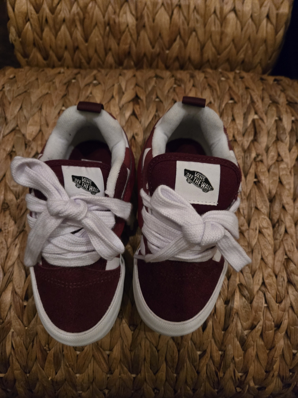 Vans Kids Maroon Skate Sneakers with White Laces